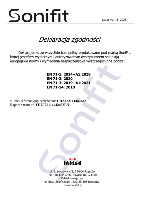 Trampolina ogrodowa Sonifit FIGS V2 12Ft (366cm) Trampolina ogrodowa Sonifit FIGS V2 12Ft (366cm)